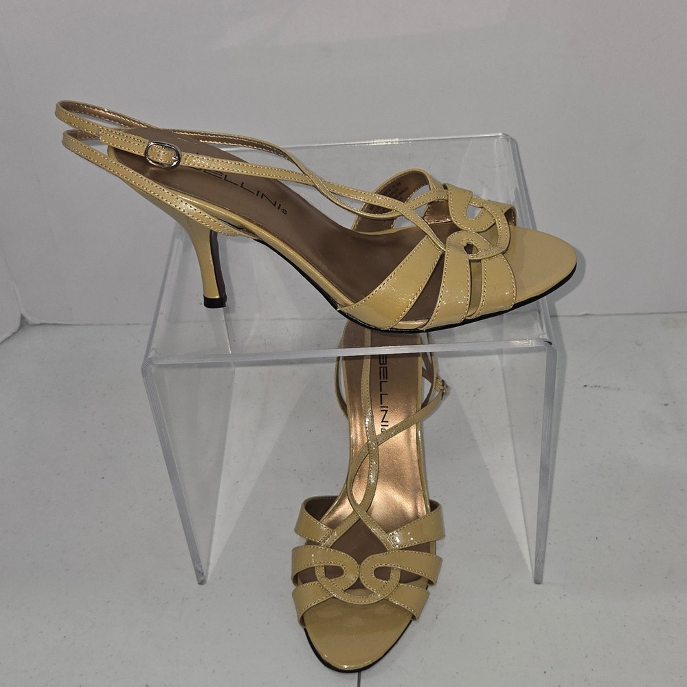 Bellini BePretty206 Tan Leather Strappy Slingback Heels Shoes 8W